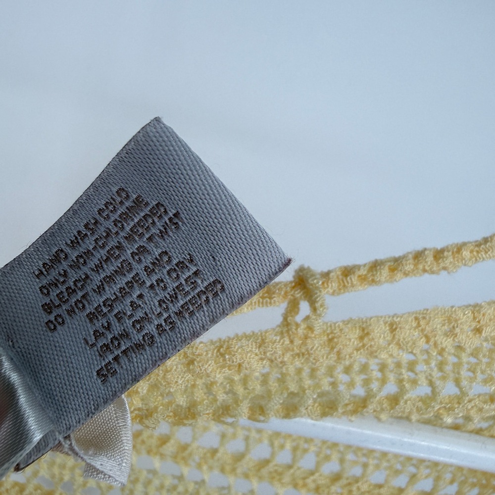 Chicos Yellow Open Knit V-Neck Tassel Tie Sweater Top Size 3 XL Boho Crochet - Picture 4 of 4